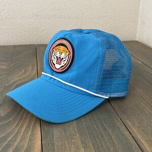 Vintage Busch Gardens Tampa FL Tiger Patch Blue Rope Trucker Cap Hat (Y8)